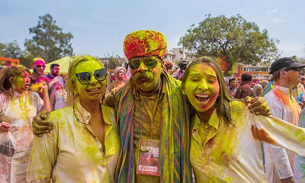 Holi festival celebrate by tourists.