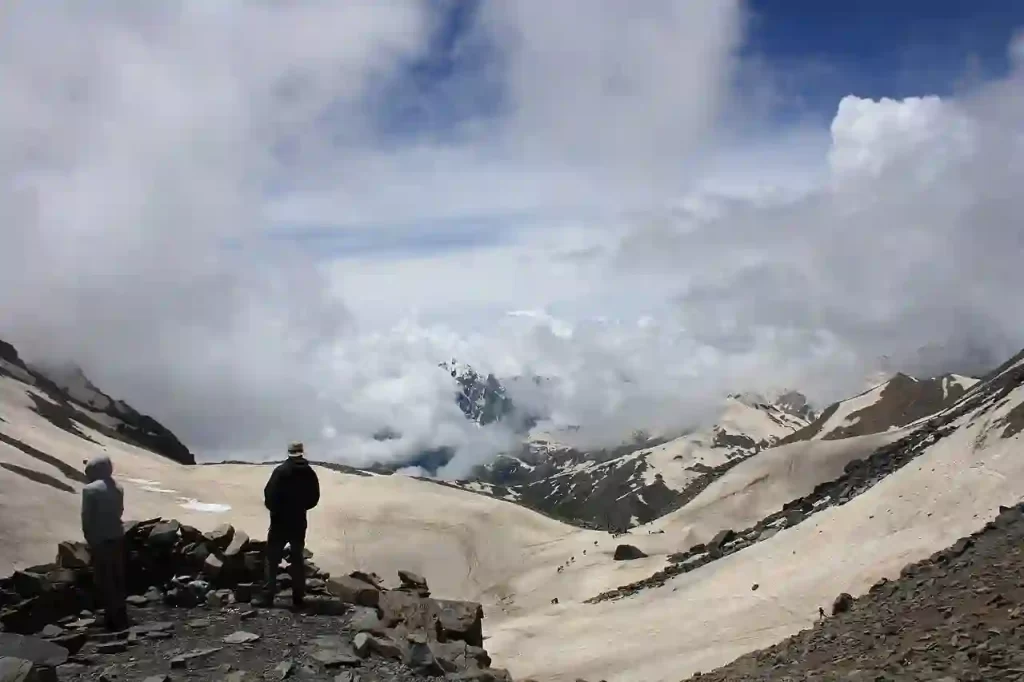 Mountain landscape viewed from Bhaba Pass in Himachal Pradesh India.