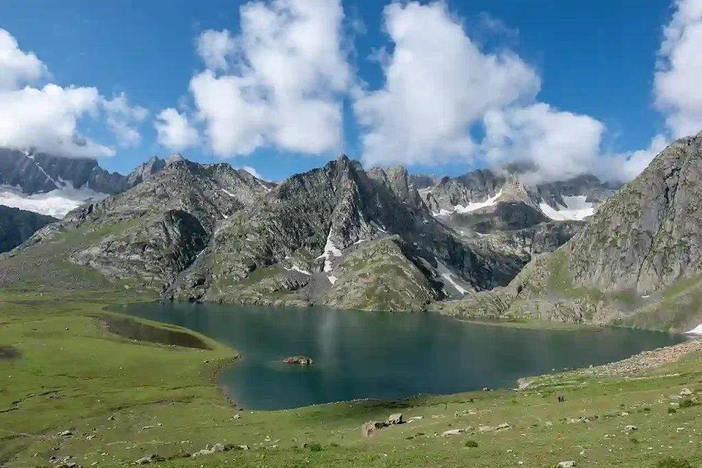 Vishansar Lake on the Kashmir Great Lakes Trek in Jammu and Kashmir India.