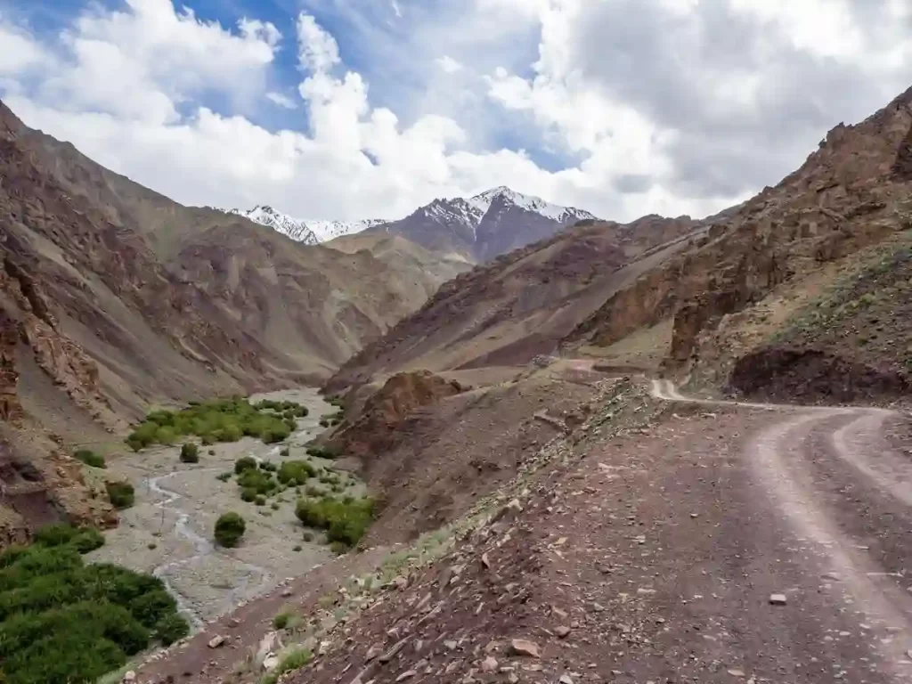 High-altitude landscape of Markha Valley Trek in Ladakh India.